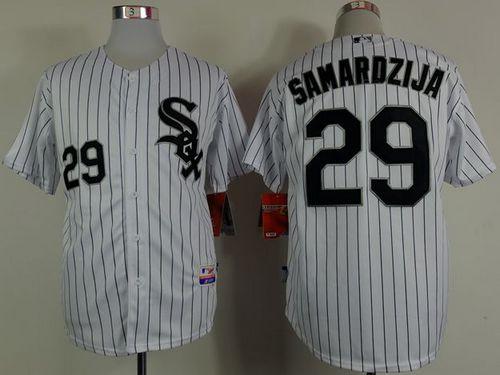 White Sox #29 Jeff Samardzija White Black Strip Stitched MLB Jerseys - Click Image to Close